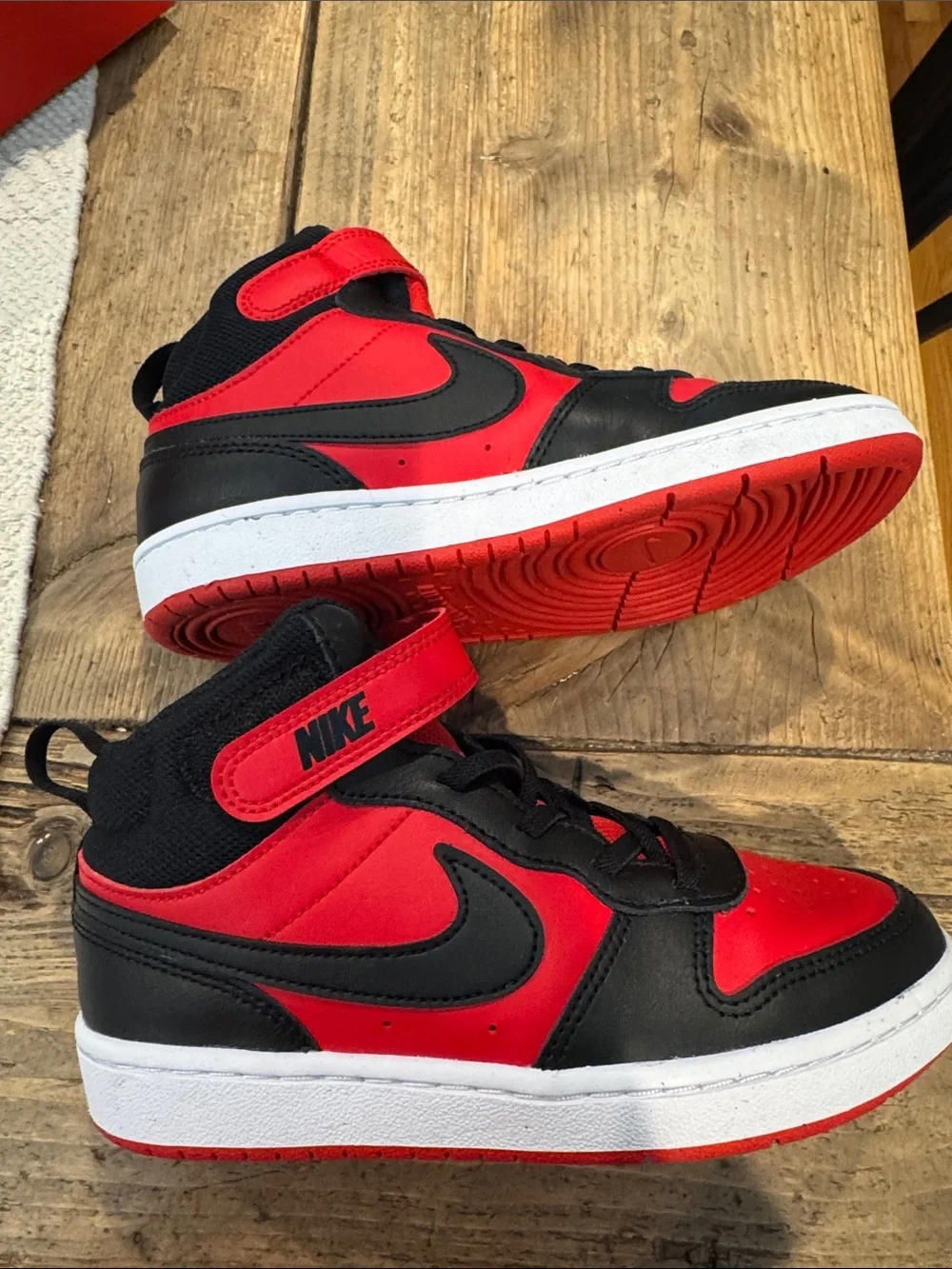 Nike Kids Red and Black High-Top Sneakers